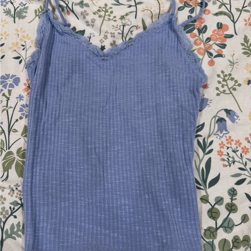 Soft Blue Ribbed Cami — Minimalist Basic — Forever 21 — Size M
